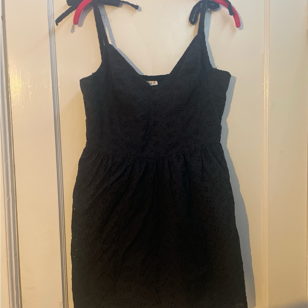 Elegant Black Eyelet Mini Dress